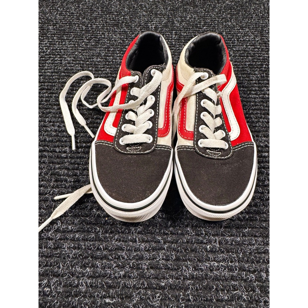 Vans Old Skool Kids Size 13 Red Black White Canvas Skate Shoes 500714